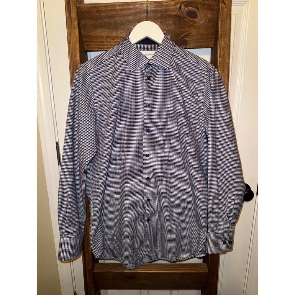 Christian Lacroix Contemporary Fit Dress Shirt Blue White Pattern Size M 15 1/2